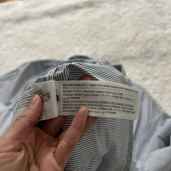 Abercrombie Fitch Shirt Mens XL Button Up Stripped Blue Open Collar Short Sleeve - Picture 6 of 6